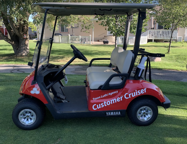 The Tyson Luthi State Farm golf cart!