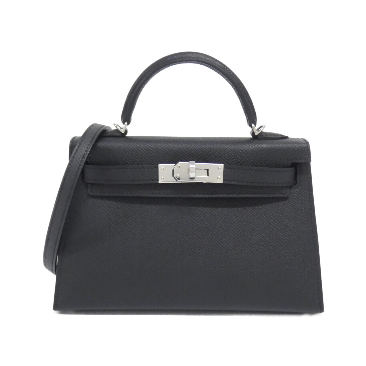 エルメス ミニケリー2 MINI 071302CK エプソン BLACK シルバー金具 K刻印