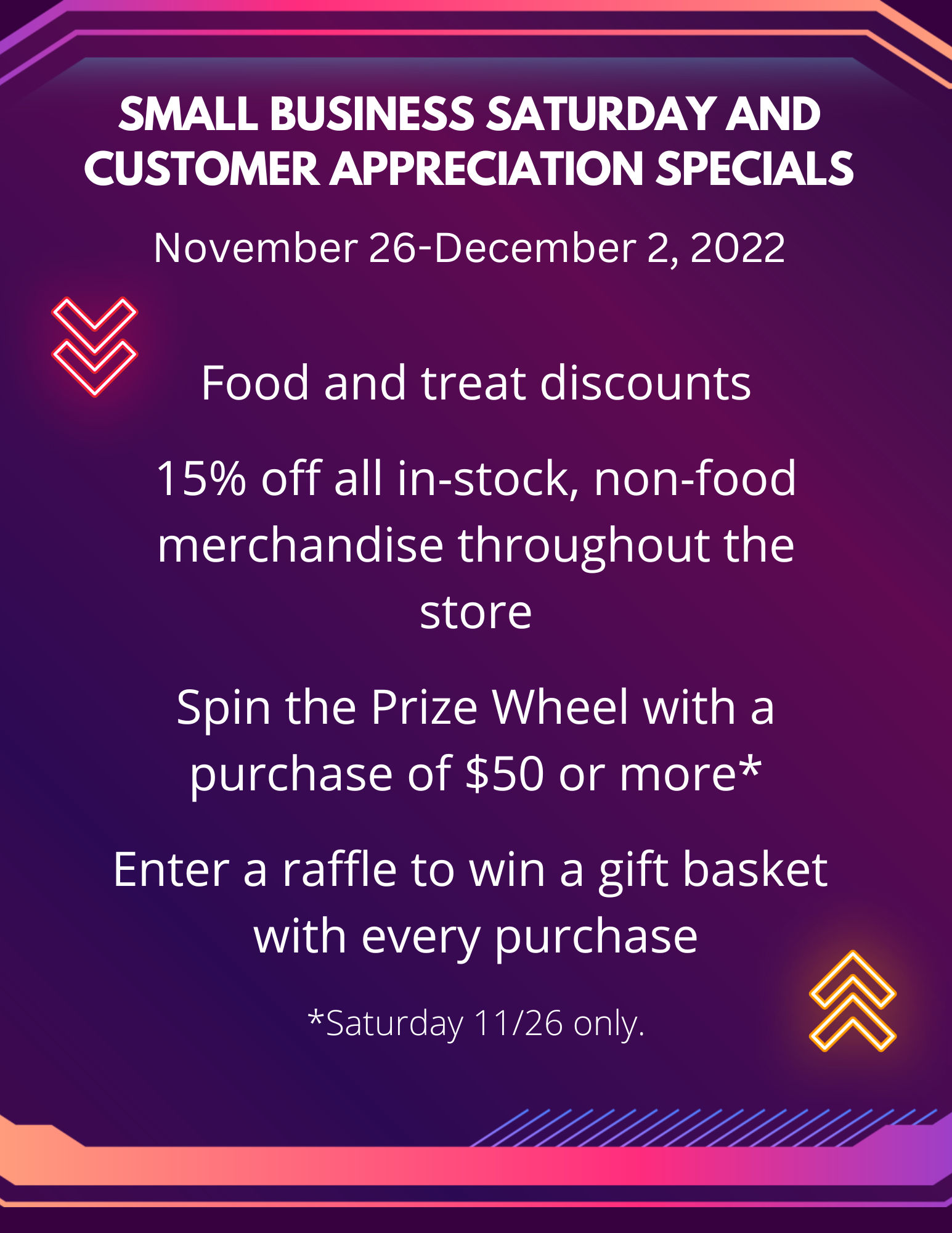 Image of Local Pet Event Small Business Saturday and Customer Appreciation Specials Nearby