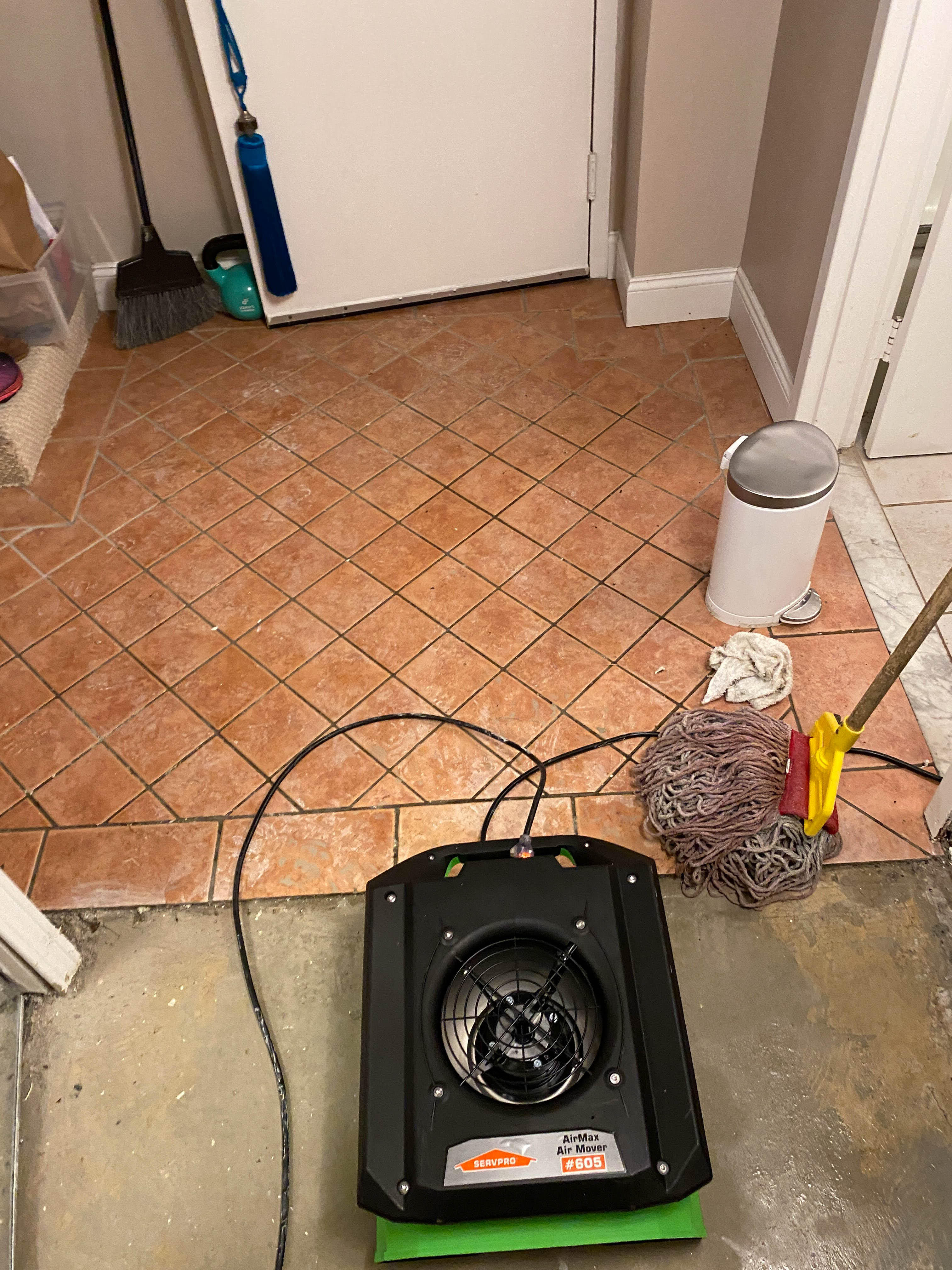 SERVPRO of Scarsdale/Mount Vernon cleaning a home after water damage. Sometimes, it is not necessary to remove carpeting and we are able to dry the space with our air movers.