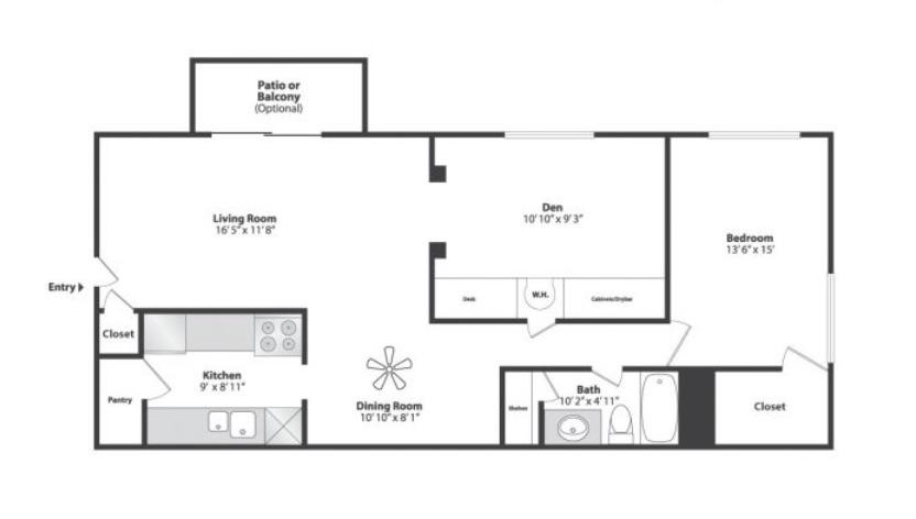 Gettysburg Square 1 Bedroom With Den Apartment Floor Plan