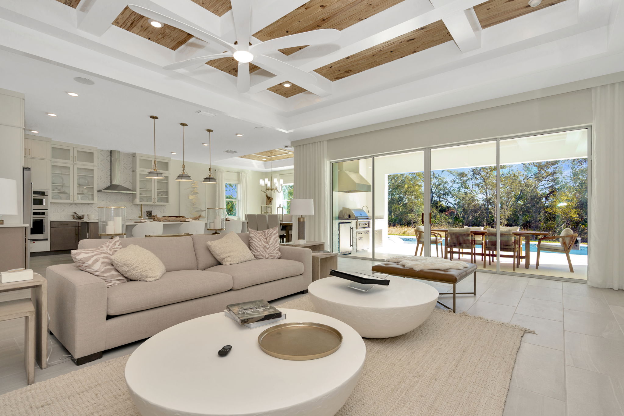 The Living Room of a DRB Homes Sabal Model at Serengeti in Spring Hill, FL.