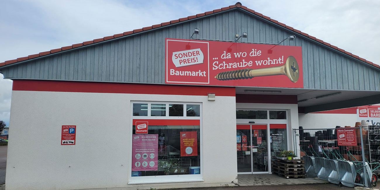 Außenansicht Sonderpreis Baumarkt, Färbereistraße 2 in Leutershausen