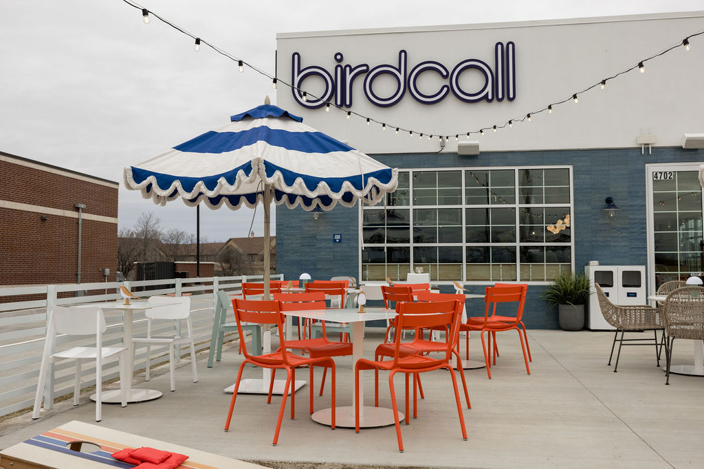 Exterior of Birdcall McKinney showing off the spacious dog-friendly patio.