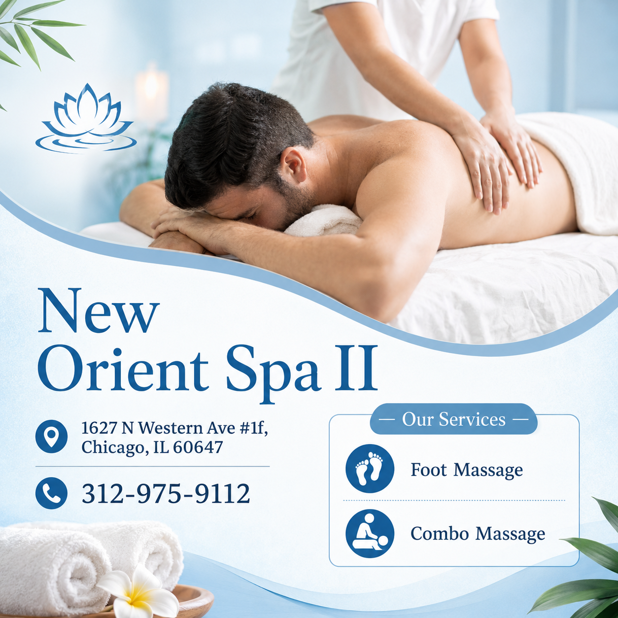 Our traditional full body massage in Chicago, IL
includes a combination of different massage therapies like
Swedish Massage, Deep Tissue, Sports Massage, Hot Oil Massage at reasonable prices.