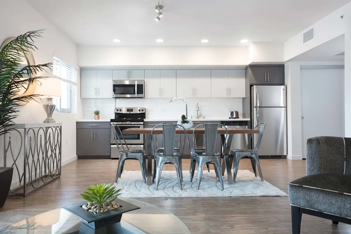 Living room and kitchen