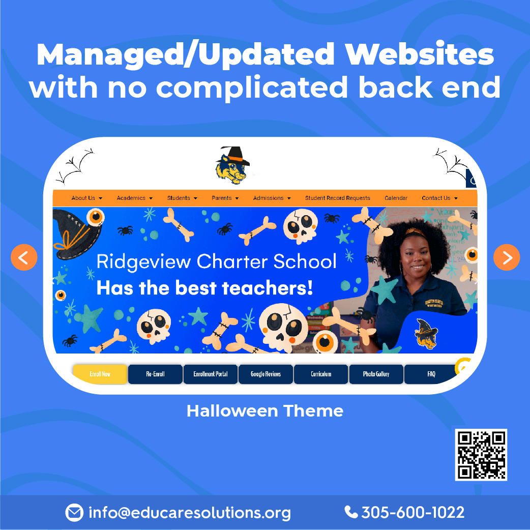 Make your website attractive, interactive, and remote-controlled for a fraction of the cost fully maintained protected and hosted. Made and Built for Charter Schools and the Century for choice.