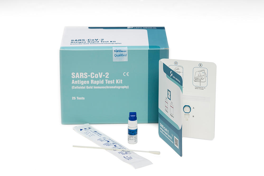 LEPU MEDICAL SARS-CoV-2-Antigen Schnelltest-Kit - Einfache Anwendung durch Nasen-Abstrich und Testkarte