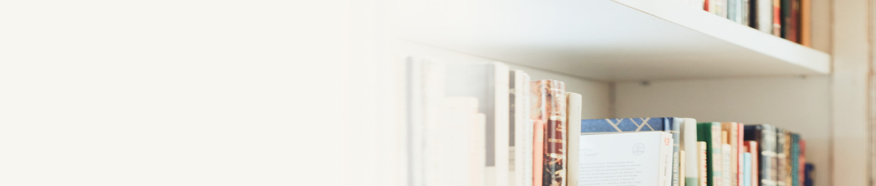 Close-up of a filled bookshelf.