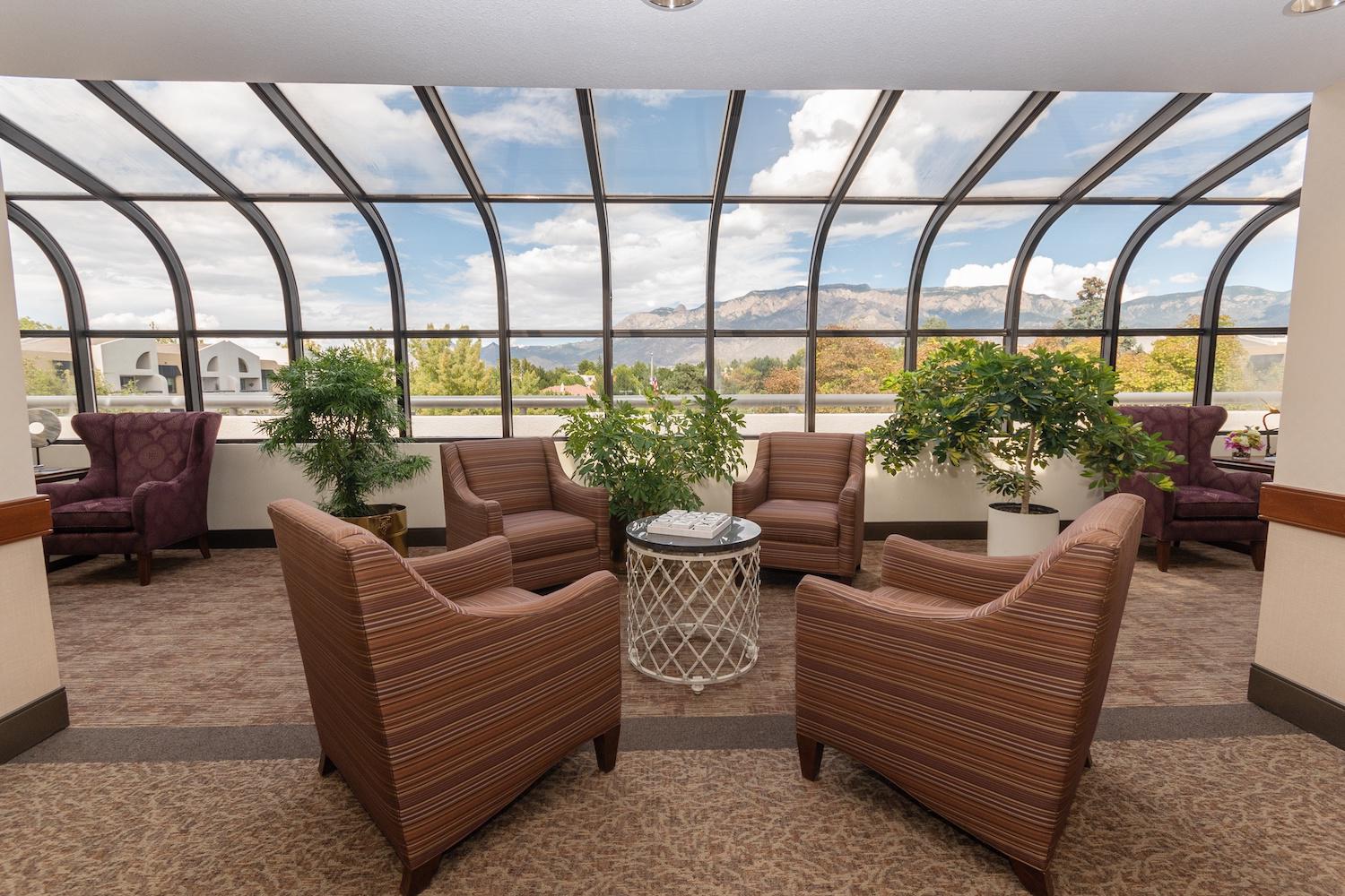 The Montebello on Academy lounge with mountain views