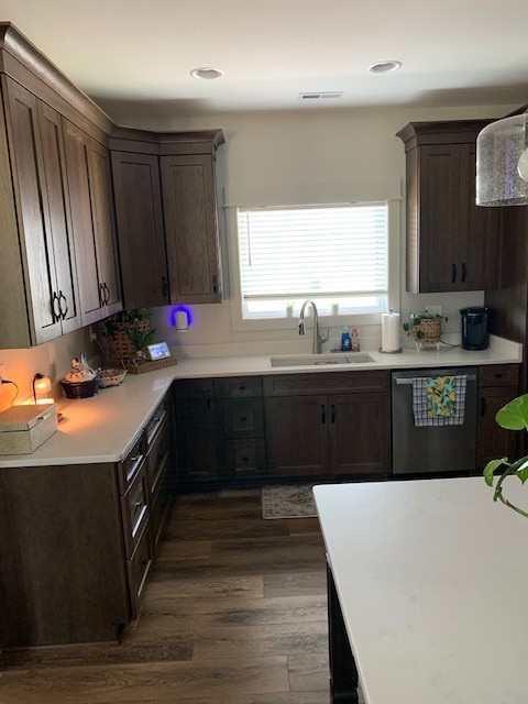 Faux wood blinds in the Kitchen