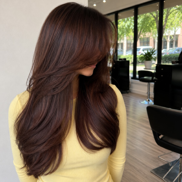 Custom red hair color at Avissa Salon in Ann Arbor combines rich, multidimensional tones with a prec 