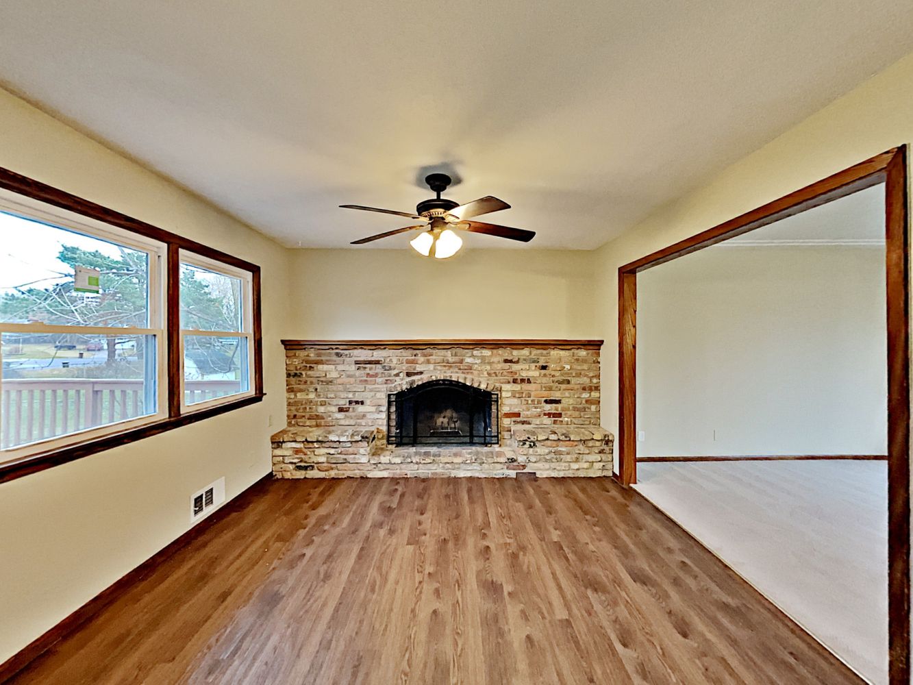 Beautiful fireplace and living area at Invitation Homes Minneapolis.