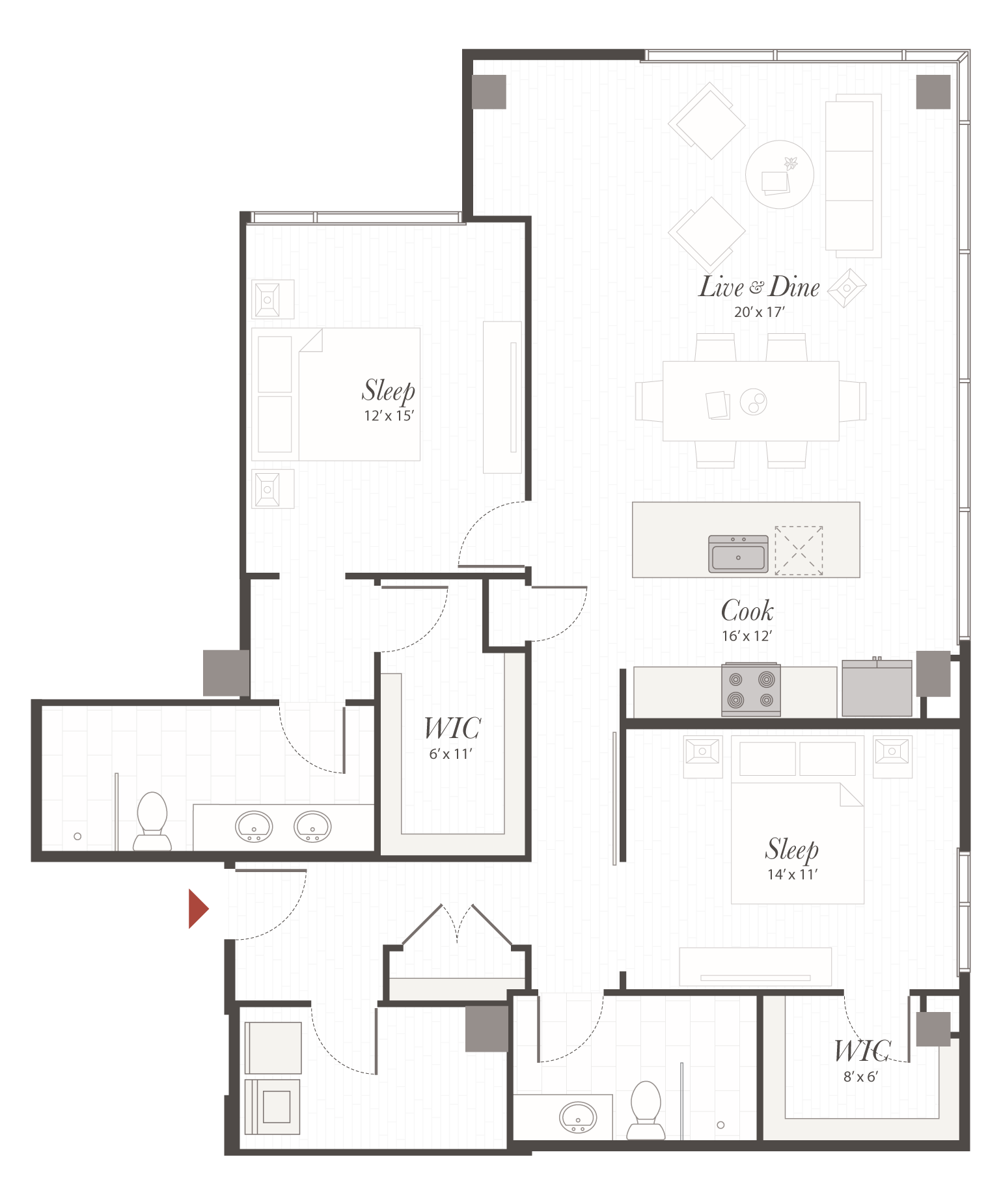 Encore P4 2 Bedroom Apartment Floor Plan