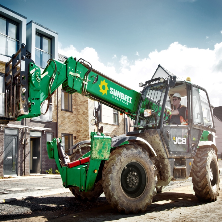 A telehandler on site being used on hire.