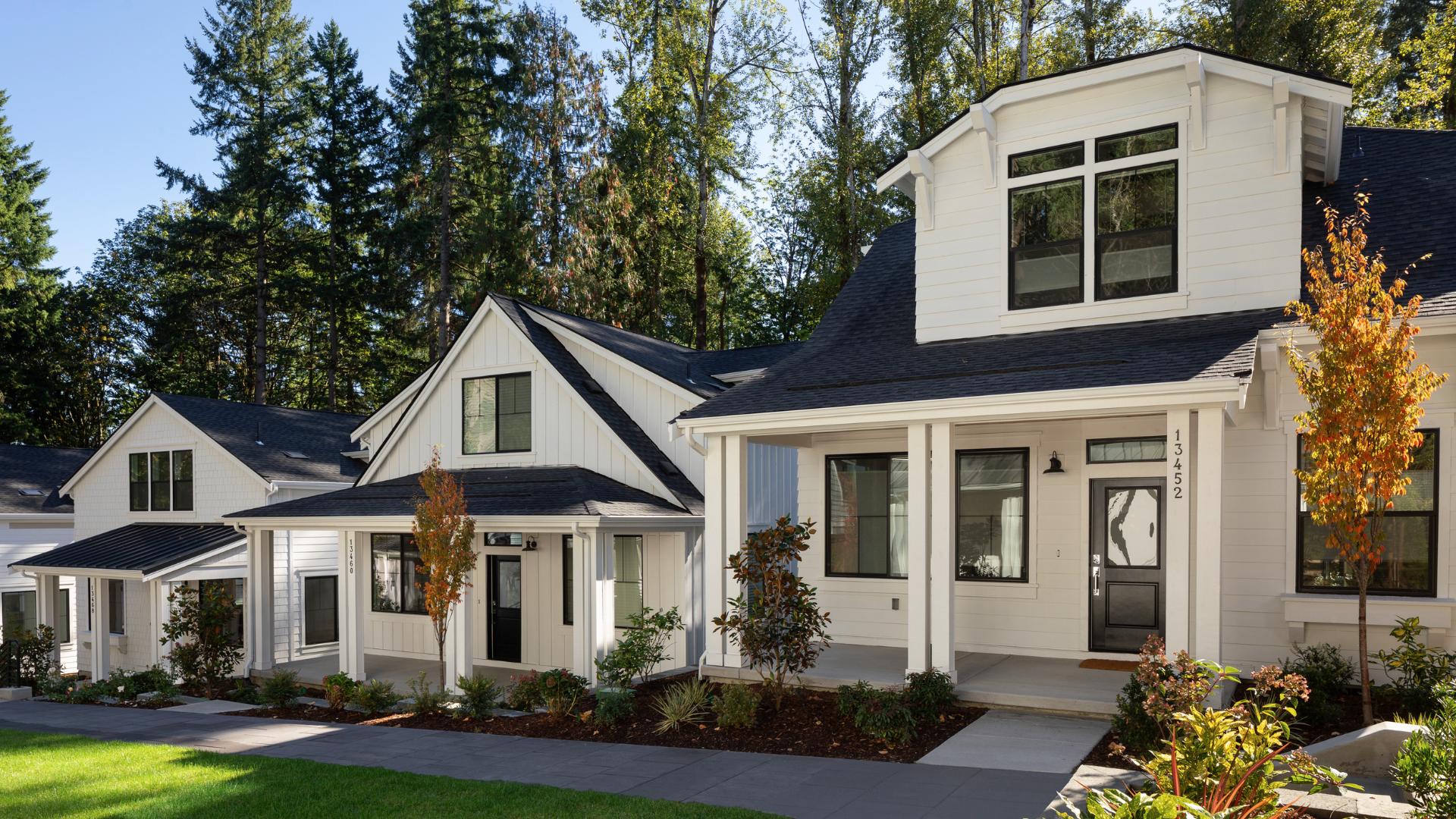 Cottage-style homes surrounded by a lush greenbelt