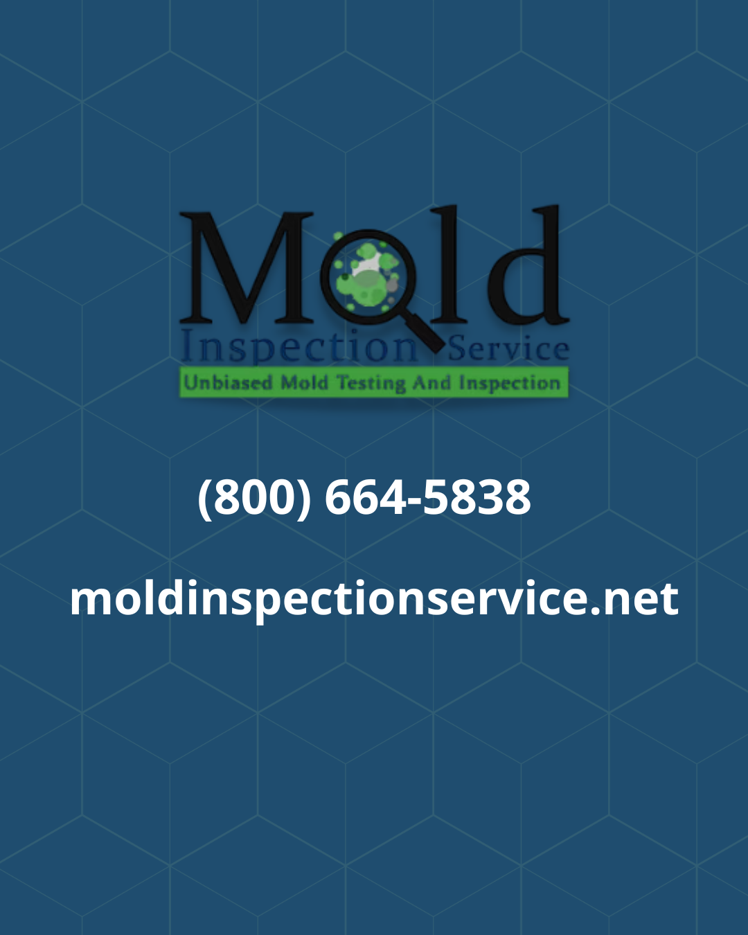 Mold Inspection Service contact graphic promoting certified mold inspection, mold testing, and indoor air quality testing services.