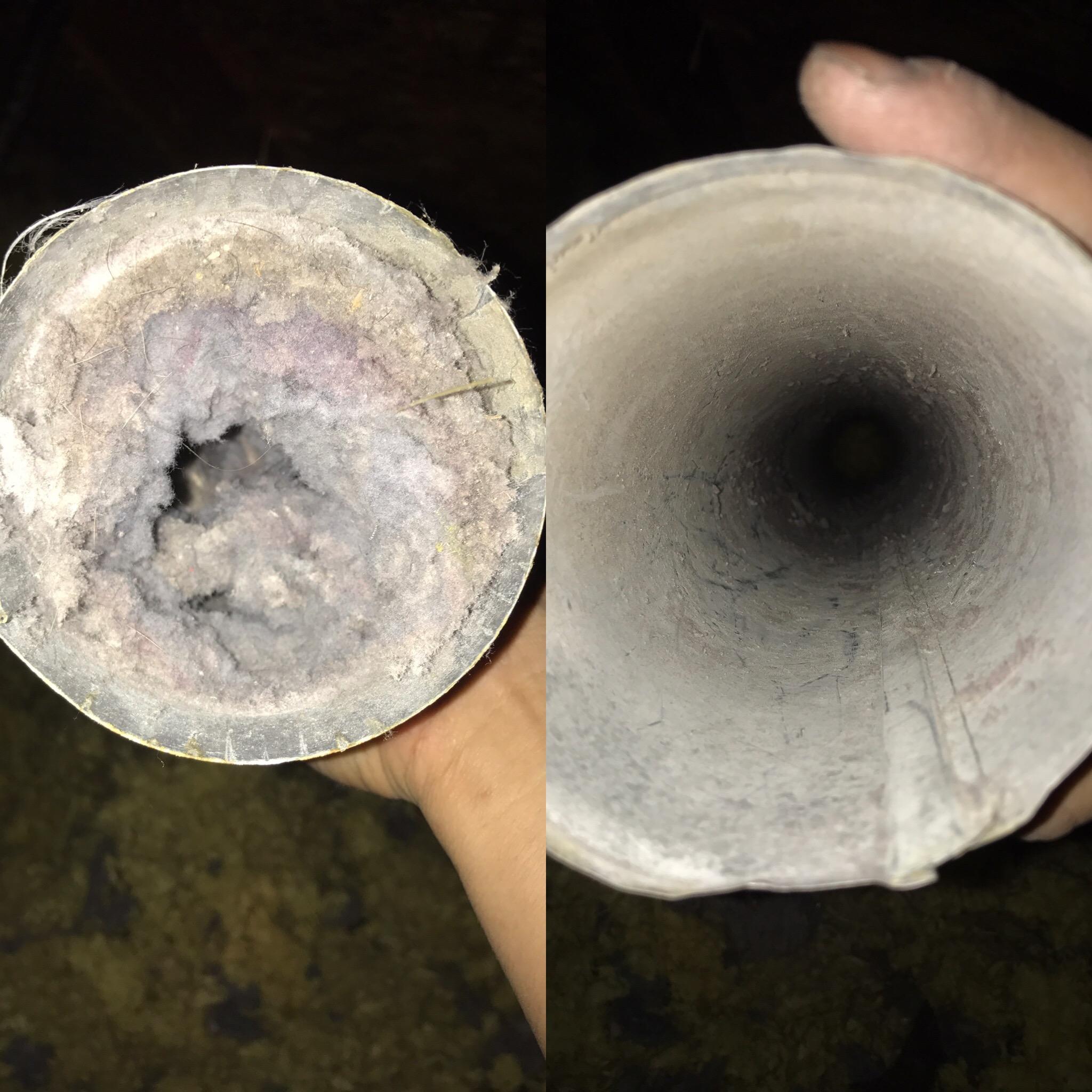 Dryer Vent Cleaning - before & after cleaning