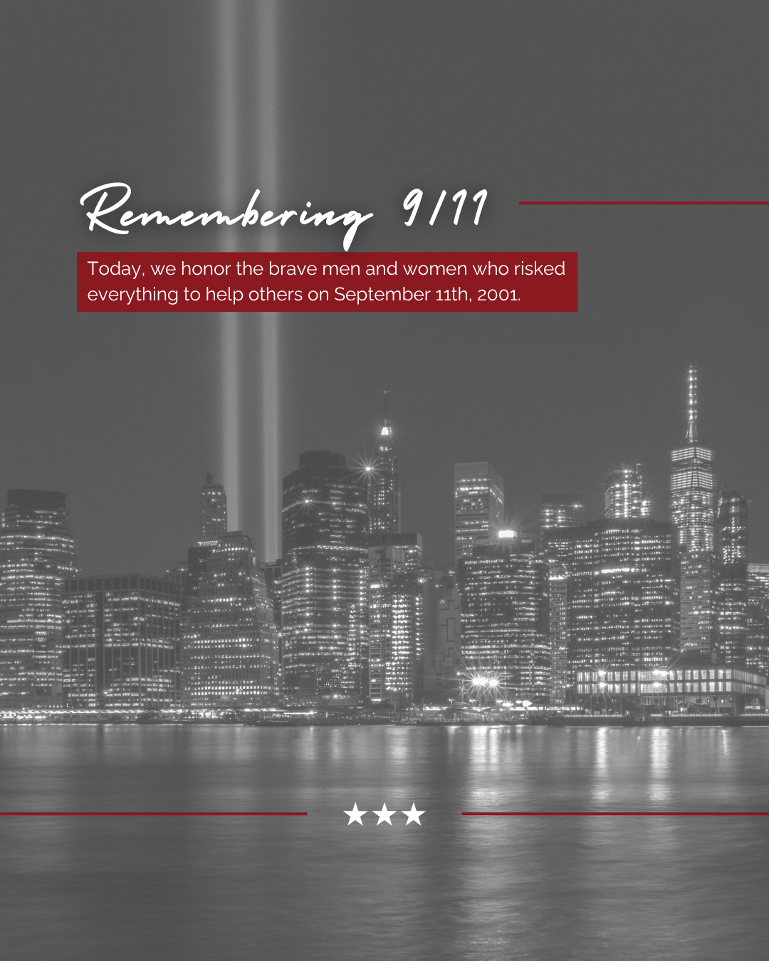 Today, we remember the lives lost on September 11, 2001, and honor the courage, sacrifice, and compassion shown in the days that followed.
May we continue to carry forward the spirit of unity and kindness that brought communities together during such a difficult time.
We will remember. ????????