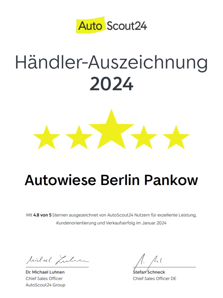 2024 Händler-Auszeichnung 
Autoscout 24 Autowiese Berlin Berlin 030 40588810