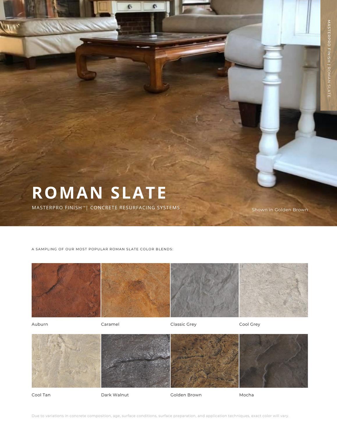 Start Your New Year With a Concrete Resolution. Stamped Roman Slate by Concrete Craft of Sandy is a great choice for any interior or exterior decorative concrete project. Call us today at (801) 441-2661 to schedule your FREE consultation!  #stampedconcrete #interiordesign #craftsmanship #concretecra