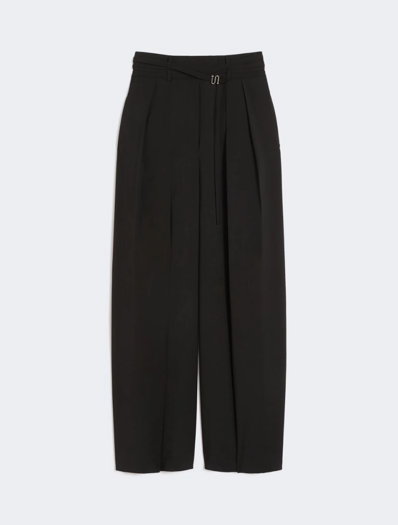 Wide-fit stretch wool trousers