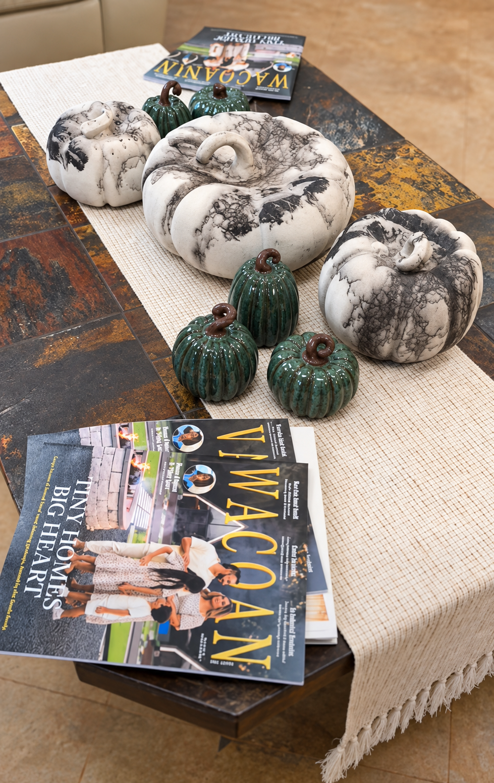 Discover brand-new raku pumpkins from Brazos Clay Pottery Studio! Each handmade piece features organic shapes and striking black-and-white patterns, creating unique seasonal decor with artistic charm.