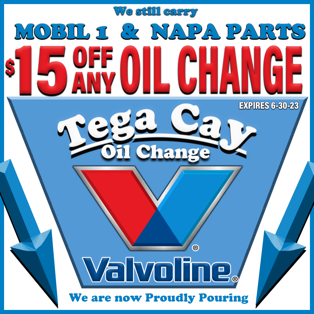 Fort Mill location: Limited Time Offer: Get 15% Off Your Next Oil Change at Tega Cay Oil Change in Fort Mill! Experience Quality Service and Savings with Valvoline, Mobil 1, and Shell Rotella T.

Looking for a fantastic deal on an oil change in Fort Mill? Look no further! Tega Cay Oil Change - Valvoline is thrilled to offer a limited-time coupon for 15% off your next oil change at our convenient location in Tega Cay. Seize this special offer and enjoy top-notch service while saving on your automotive maintenance needs.

At Tega Cay Oil Change - Valvoline, we understand the importance of superior performance and quality oil. That's why we proudly utilize Valvoline, Mobil 1, and Shell Rotella T motor oils, renowned for their exceptional protection and efficiency. Our skilled technicians will ensure your vehicle receives the best care possible during your oil change.

With our coupon, you can savor discounted oil changes in Fort Mill. Here's how to take advantage of this exclusive offer:

Oil Change Coupon Fort Mill: Simply present the coupon during your visit to our Fort Mill location to redeem your 15% discount on your oil change service.

Valvoline Oil Change Coupon Tega Cay: Our Tega Cay service center is prepared to provide you with exceptional service using Valvoline motor oils. Present the coupon to receive your discounted oil change.

Discounted Oil Change Fort Mill: Save on your next oil change in Fort Mill with our coupon. Experience quality service while enjoying the benefit of discounted prices.

Tega Cay Oil Change Deal: Don't miss this special deal on oil changes at our Tega Cay location. Present the coupon to unlock your savings and experience top-quality service.

Valvoline Coupon Code Fort Mill: Enter the coupon code provided to receive your 15% off discount on your next Valvoline oil change in Fort Mill.

Oil Change Special Offer Tega Cay: Take advantage of our special offer for discounted oil changes at our Tega Cay service center. Experience the Valvoline difference today.

Fort Mill Auto Service Discount: Our 15% off coupon applies to all auto services, including oil changes, in Fort Mill. Present the coupon to receive your discount.

Tega Cay Automotive Coupon: Searching for automotive discounts in Tega Cay? Present this coupon during your visit to our service center for savings on your oil change.

Valvoline Oil Change Promo Fort Mill: Enjoy the benefits of our Valvoline oil change promo in Fort Mill. Use the coupon to receive your discounted service.

Affordable Oil Change Tega Cay: Secure an affordable oil change in Tega Cay with our coupon. Take advantage of the discount and experience quality service at a great price.

Fort Mill Car Maintenance Coupon: Save on your car maintenance needs in Fort Mill with our 15% off coupon. Present the coupon during your visit to unlock your discount.

Tega Cay Valvoline Discount: Receive a special discount on Valvoline oil changes in Tega Cay with our coupon. Experience the exceptional service and savings.

Oil Change Coupon Code Fort Mill: Use the provided coupon code to enjoy a 15% discount on your next oil change in Fort Mill. Enter the code during your visit to redeem your savings.

Valvoline Savings Tega Cay: Take advantage of the Valvoline savings in Tega Cay with our coupon. Present the coupon to receive your discounted oil change service.

Exclusive Oil Change Deal Fort Mill: This exclusive deal on oil changes in Fort Mill is available for a limited time. Don't miss out on the opportunity to save on your next oil change.

Don't miss this opportunity to save on your next oil change in Fort Mill. Present the coupon at our service center and let our