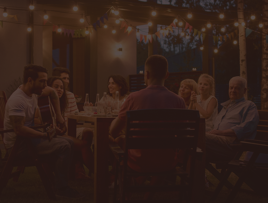 A family gathered around a table.