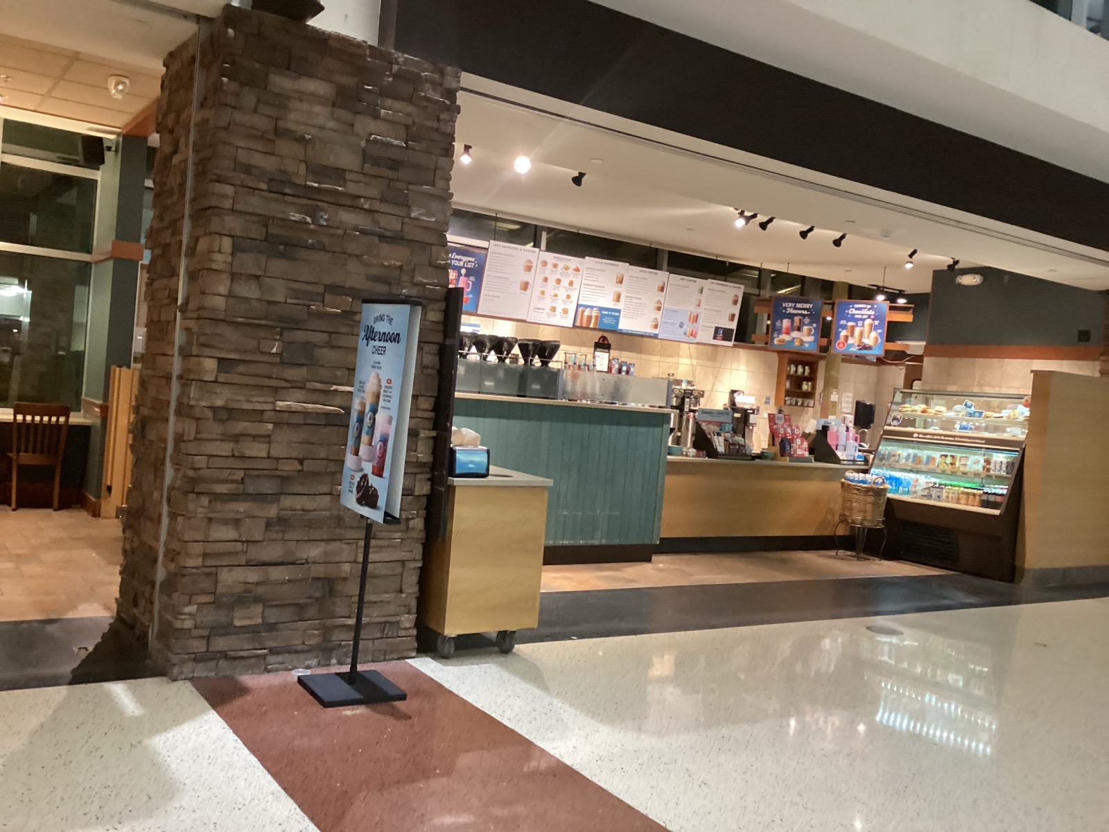 Storefront of the Caribou Coffee at 7150 Humphrey Drive in Minneapolis