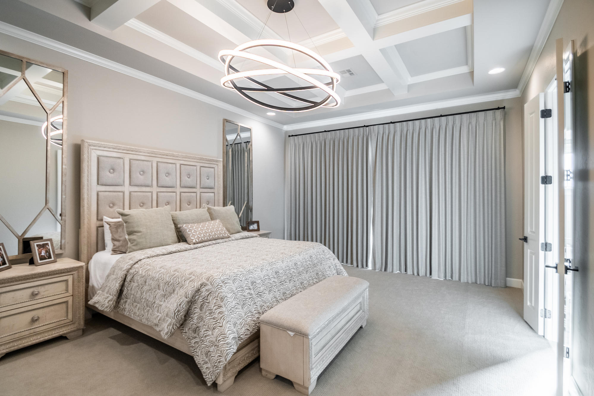 Everyone needs a restful sleep! Our custom drapery adds a touch of sophistication and elegance to this beautiful bedroom, while ensuring privacy and light control so you can rest all night long. For added light control, consider our light filtering and room darkening liners!