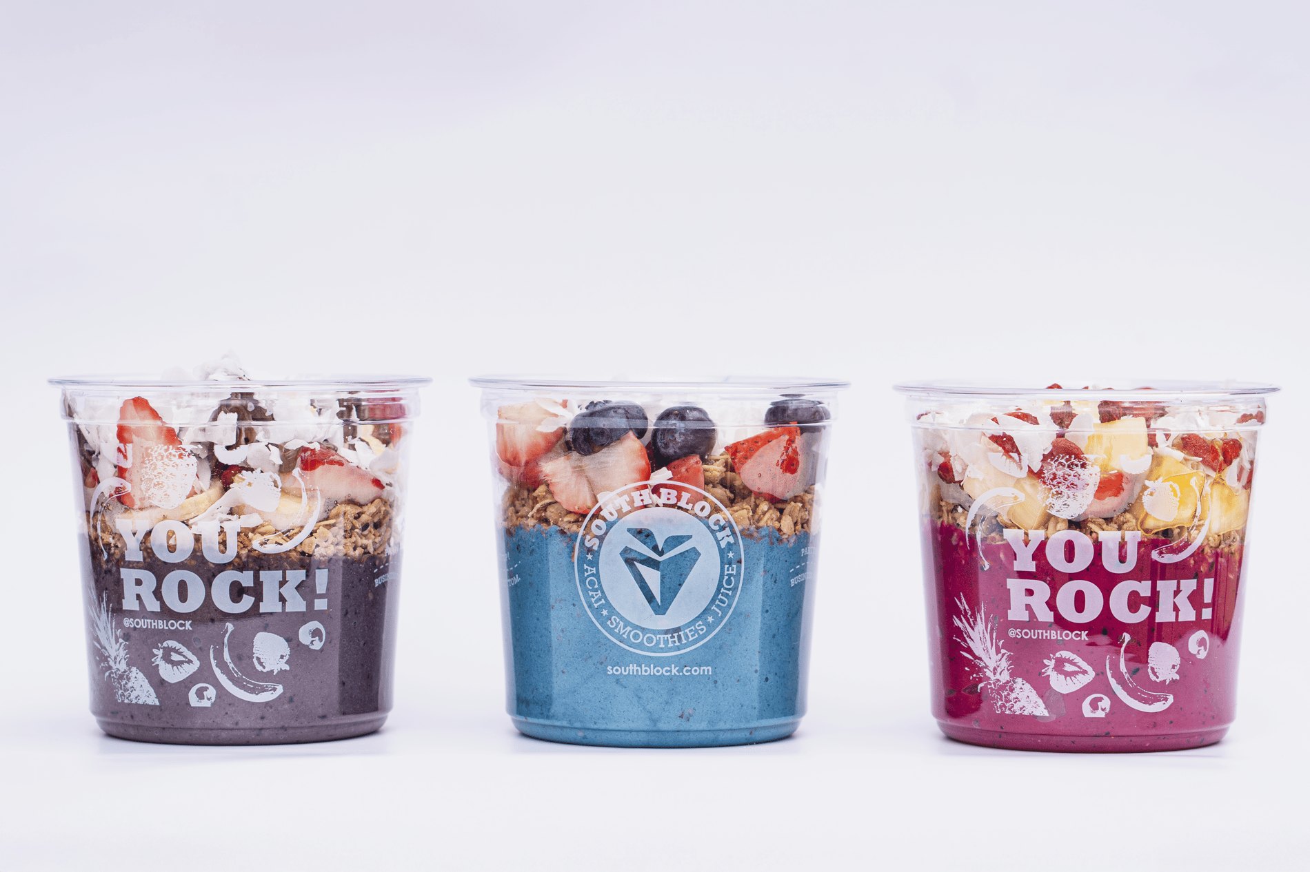 South Block serves handcrafted acai bowls, smoothies, and cold-pressed juices. Made to order, with clean whole ingredients.