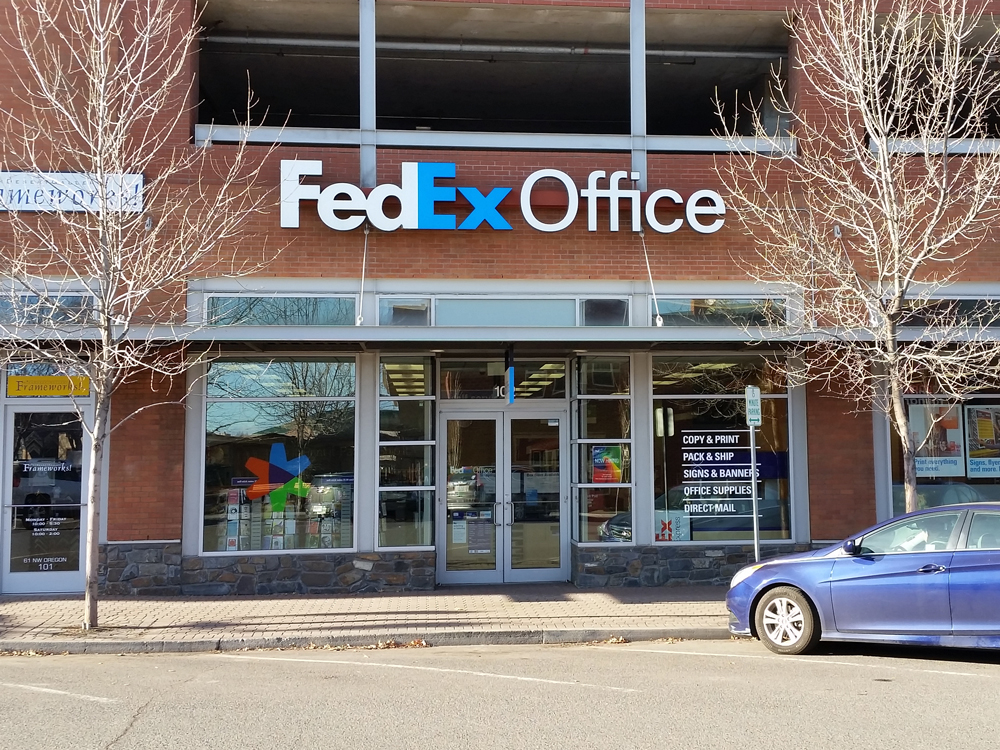 Exterior photo of FedEx Office location at 61 NW Oregon Ave\t Print quickly and easily in the self-service area at the FedEx Office location 61 NW Oregon Ave from email, USB, or the cloud\t FedEx Office Print & Go near 61 NW Oregon Ave\t Shipping boxes and packing services available at FedEx Office 61 NW Oregon Ave\t Get banners, signs, posters and prints at FedEx Office 61 NW Oregon Ave\t Full service printing and packing at FedEx Office 61 NW Oregon Ave\t Drop off FedEx packages near 61 NW Oregon Ave\t FedEx shipping near 61 NW Oregon Ave