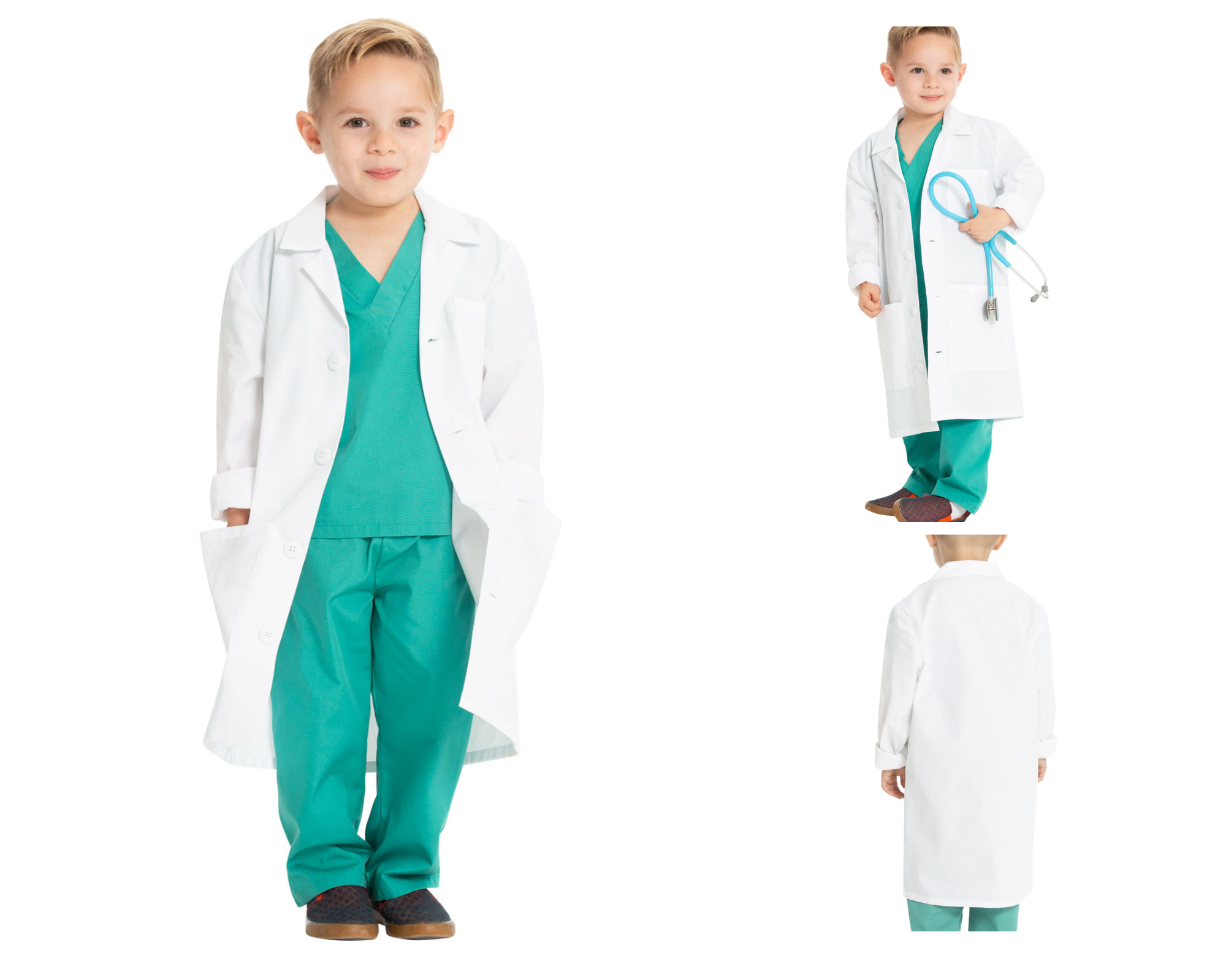 CK PROJECT LAB Kids' Lab Coat Description: This Kids' fit, traditional style lab coat has a classic notch collar and four button front closure. There are a total of three pockets: one chest patch pocket and two front patch pockets. Center back length: 26"
Fabric Content: 65% Polyester / 35% Cotton Built-in Stretch Twill Gender: Child Unisex