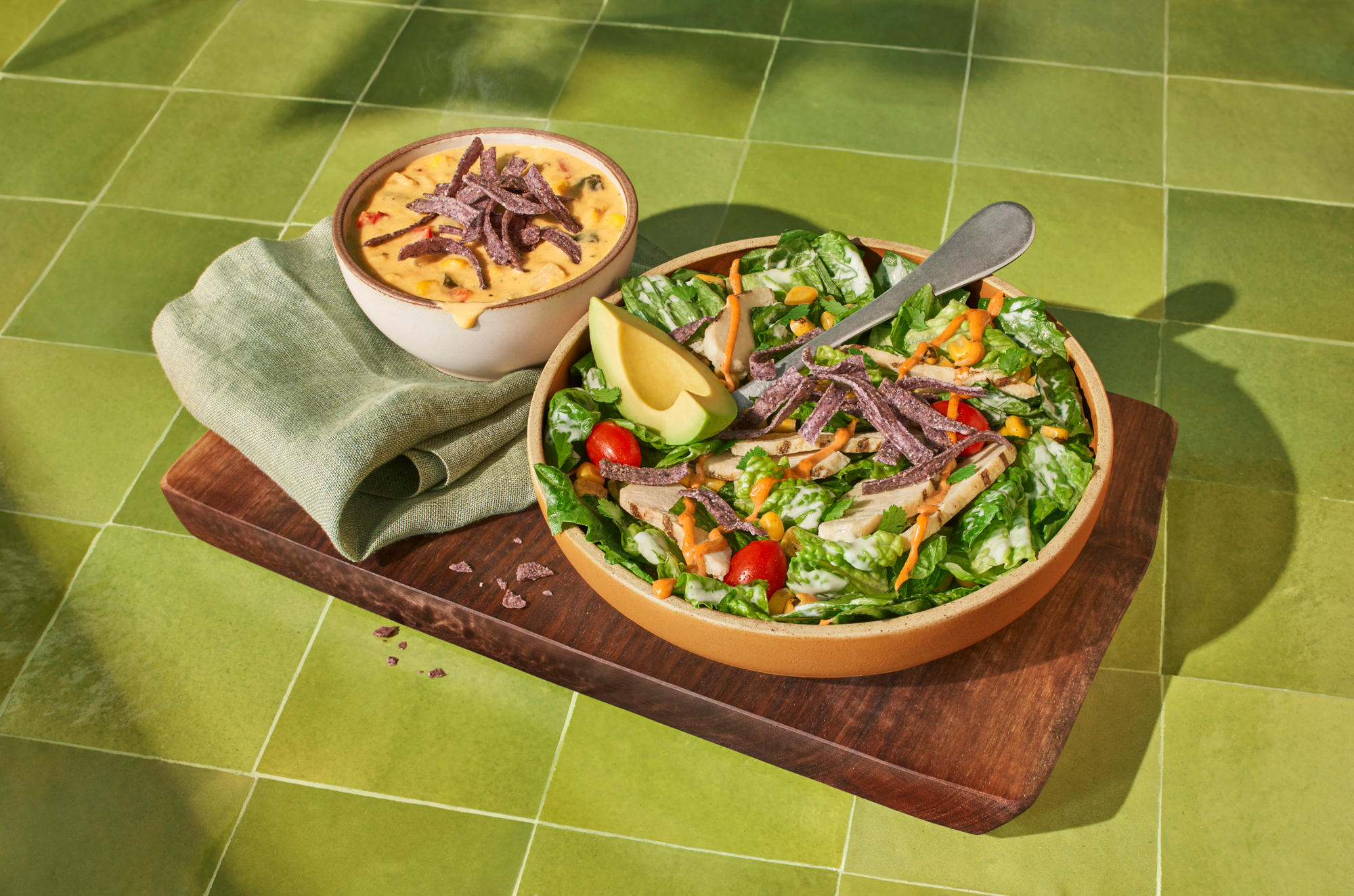 Southwest Chicken Ranch Salad & Mexican Street Corn Chowder Cup You Pick 2 Panera Bread Lake Bluff (847)604-8451