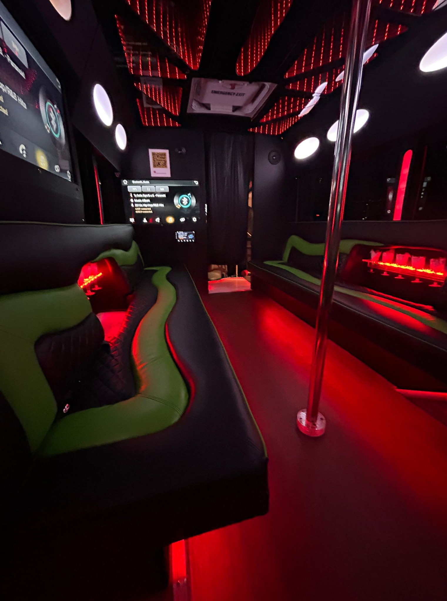 Las Vegas Party Bus 20-24 Passenger Party Bus with dance pole and state of the art sound, video and lighting.