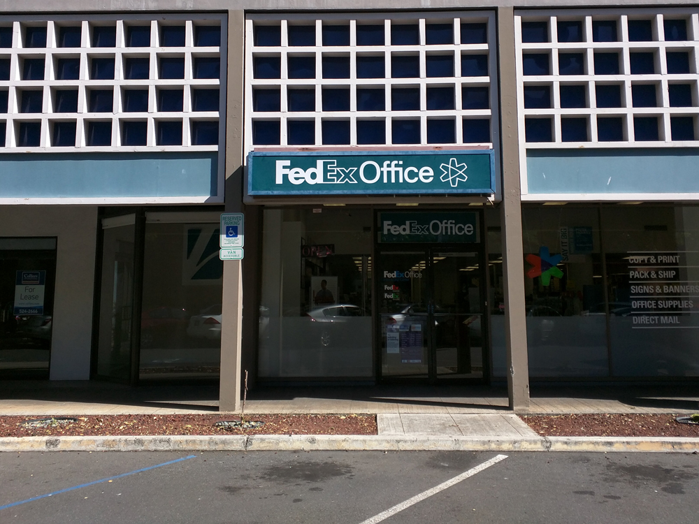 Exterior photo of FedEx Office location at 1500 Kapiolani Blvd\t Print quickly and easily in the self-service area at the FedEx Office location 1500 Kapiolani Blvd from email, USB, or the cloud\t FedEx Office Print & Go near 1500 Kapiolani Blvd\t Shipping boxes and packing services available at FedEx Office 1500 Kapiolani Blvd\t Get banners, signs, posters and prints at FedEx Office 1500 Kapiolani Blvd\t Full service printing and packing at FedEx Office 1500 Kapiolani Blvd\t Drop off FedEx packages near 1500 Kapiolani Blvd\t FedEx shipping near 1500 Kapiolani Blvd