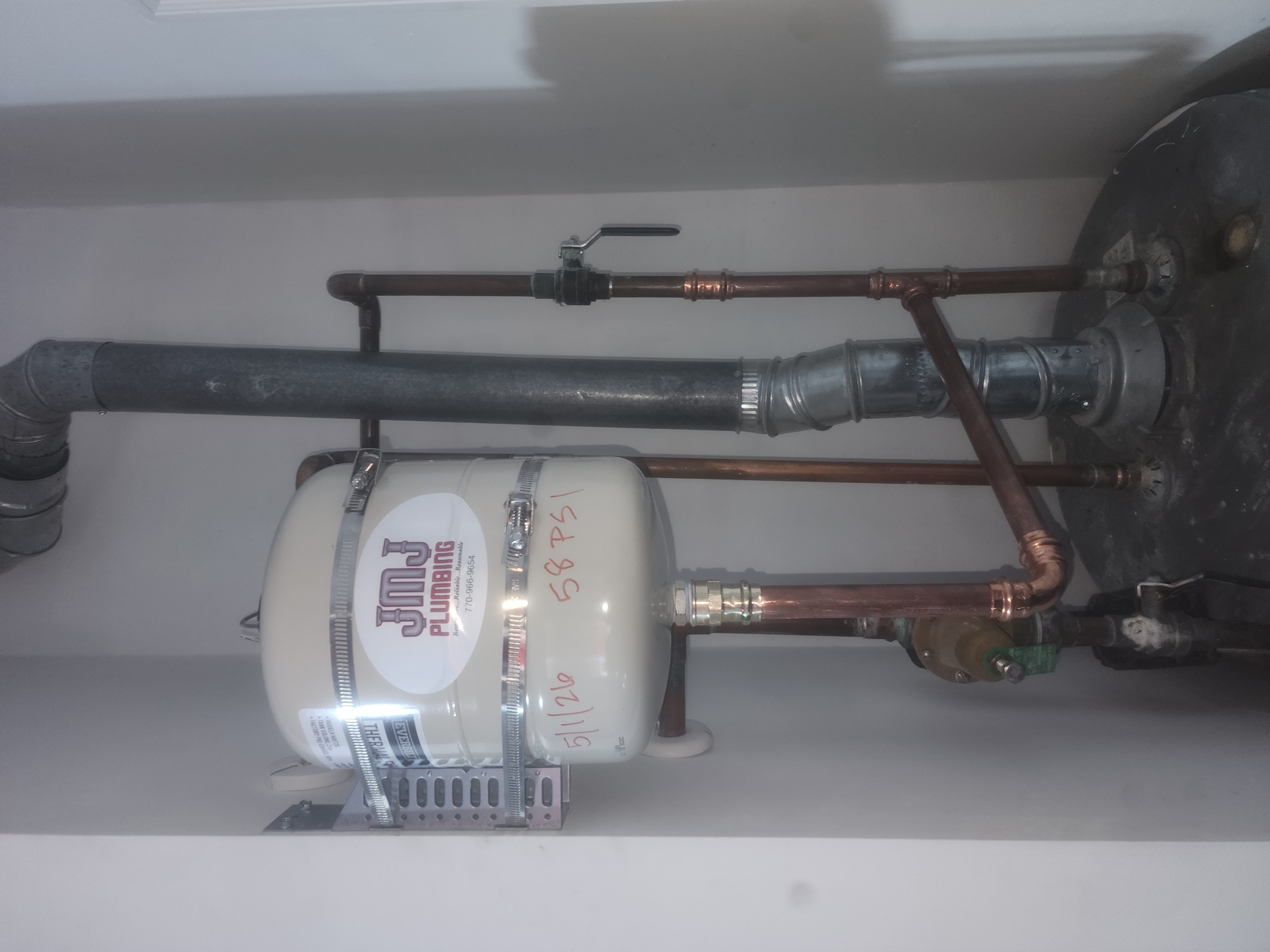 Water heater installation, done to code. 