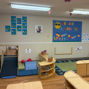 Bright and colorful preschool classroom at Childcare Network with age-appropriate learning materials