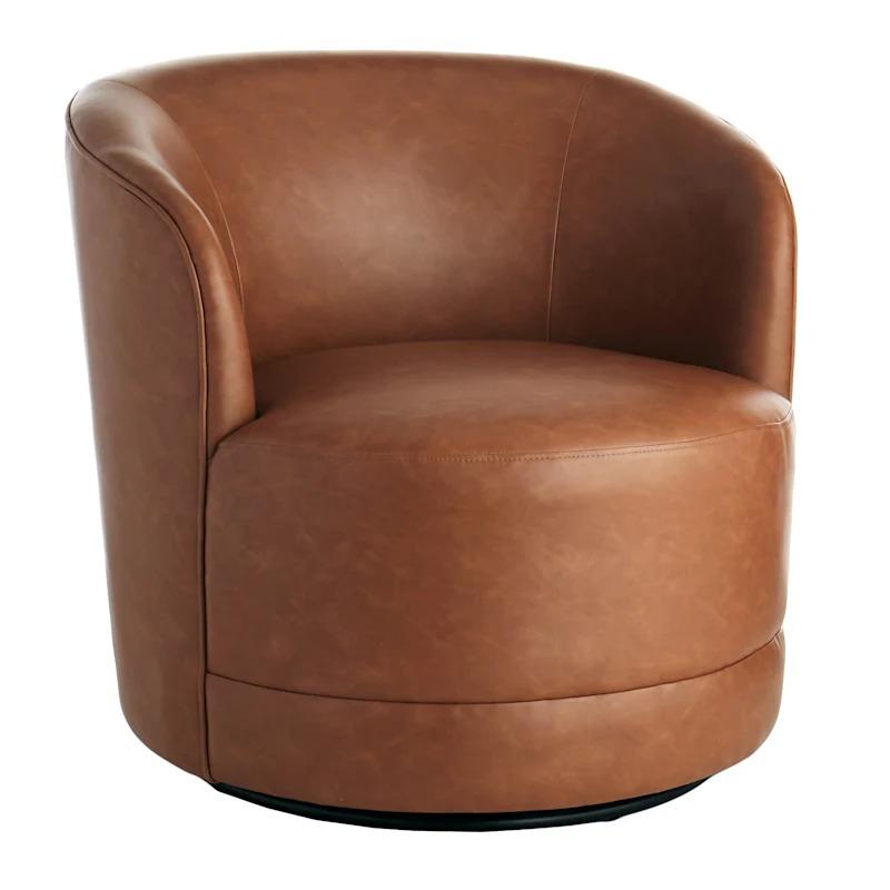 A stylish swivel faux leather chair in cognac from the Crosby St. collection, offering both comfort  At Home San Jose (408)454-4784