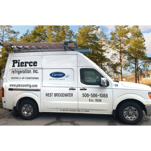Pierce Refrigeration work truck with Carrier logo