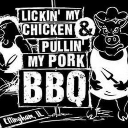 Lickin' My Chicken & Pullin' My Pork BBQ Logo