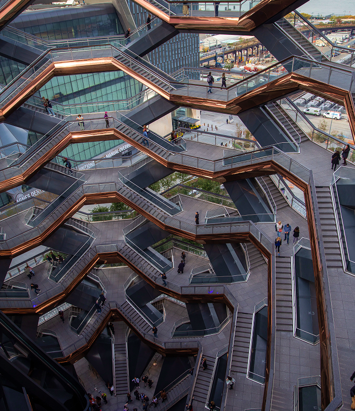 Inner walkways of the Vessel in Hudson Yards, New York City.