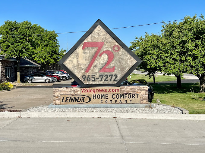 72 Degrees Heating, Cooling, Plumbing & Electrical building sign