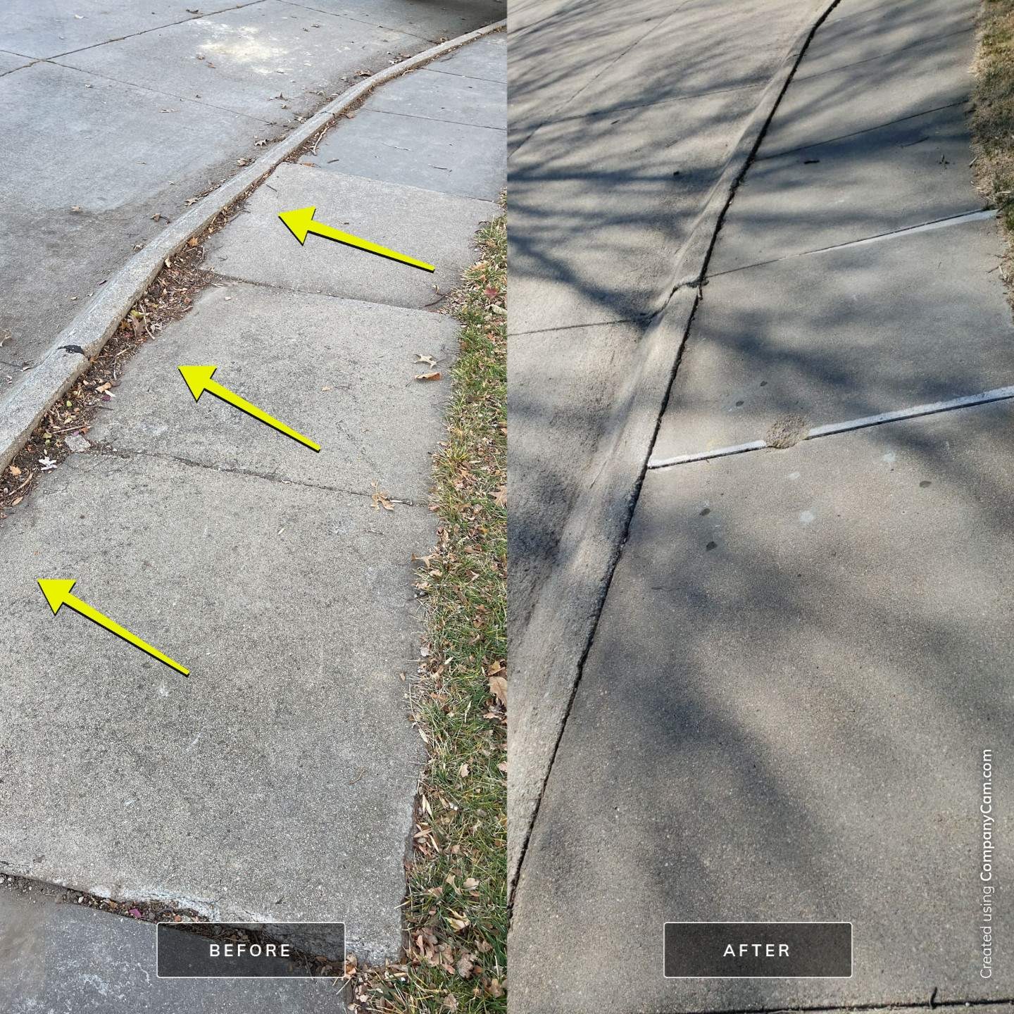 concrete leveling before and after photo