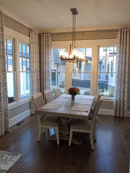 Our Design Consultant worked with this client to establish their style as well as their needs for the space. Having open windows was very important however the room was a bit stark without any window treatments. This drapery was designed and installed for our customer to create a soft and cozy feel