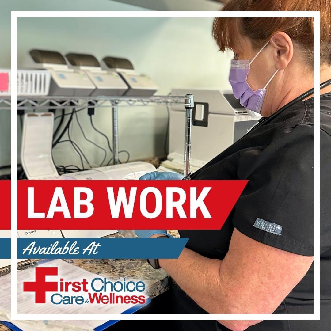 When you need lab work to figure out what is going on, First Choice Care is here. We have lab and screening tests on premises for your convenience. Walk in or give us a call today (901) 854-5771