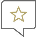 Speech bubble containing star icon.