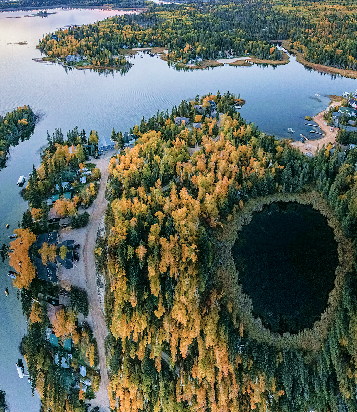 Aerial view of Emma Lake in Northern Saskatchewan.