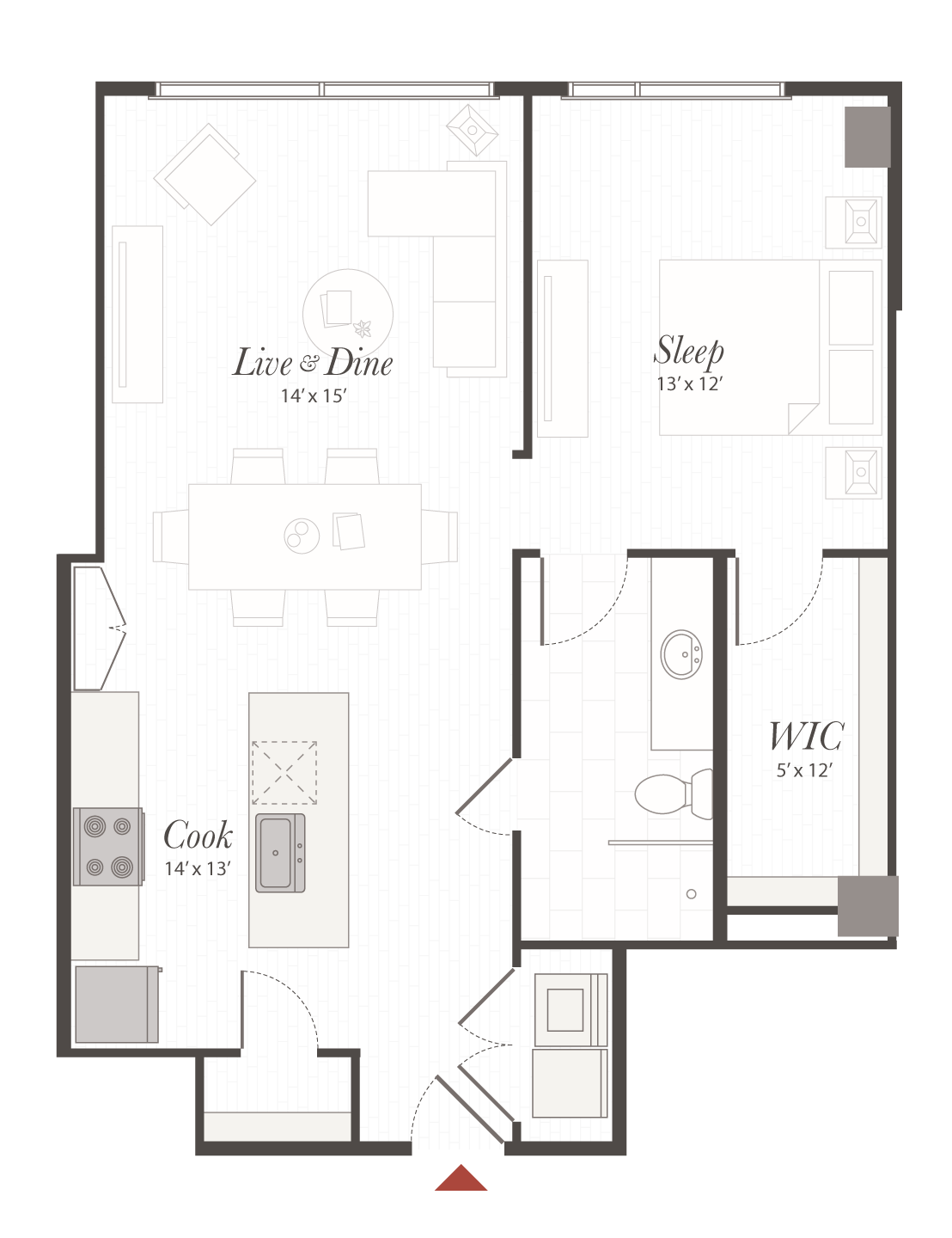 Encore X3 1 Bedroom Apartment Floor Plan